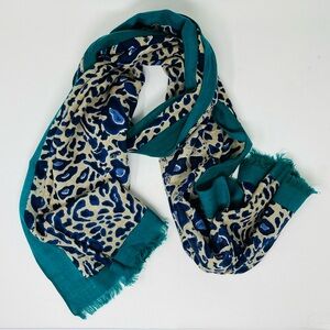 Tory Burch Wool Leopard Print Long Scarf Wrap